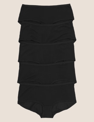 

Womens M&S Collection 5pk No VPL Cotton Modal Shorts - Black, Black