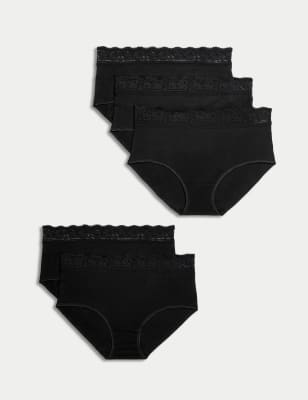 Lot de 5&nbsp;culottes emboîtantes en coton et Lycra®, ornées de dentelle