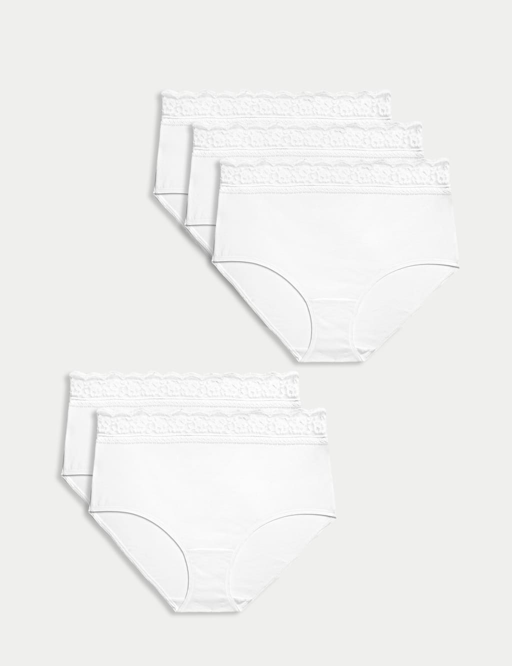 5pk Cotton Lycra® & Lace Full Briefs image 1