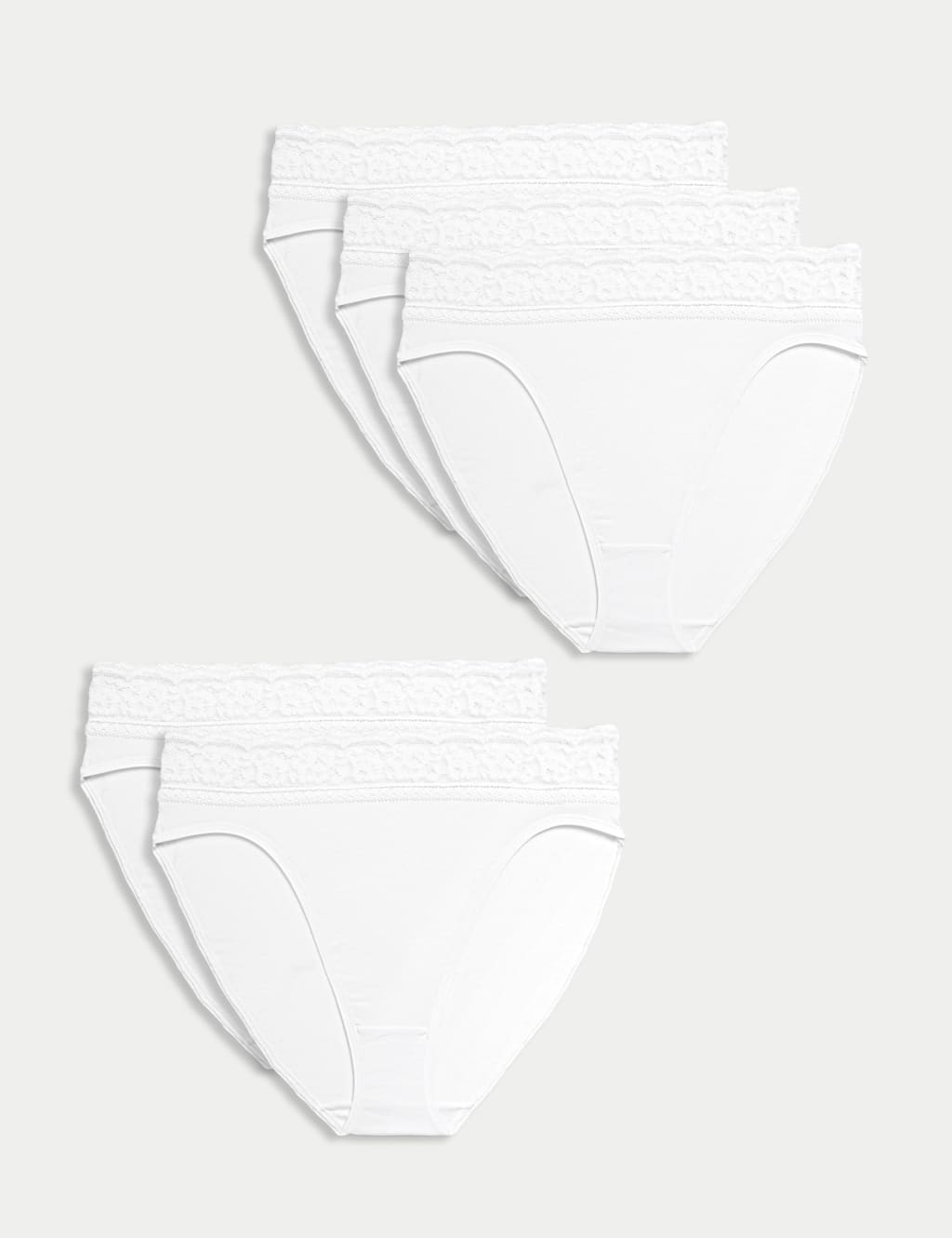 5pk Cotton Rich High Waisted High Leg Knickers image 1