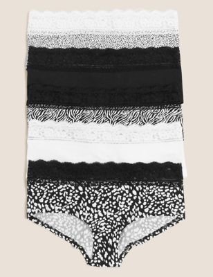 Marks And Spencer Womens M&S Collection 5pk Cotton Lycra® Lace Knickers - Black Mix