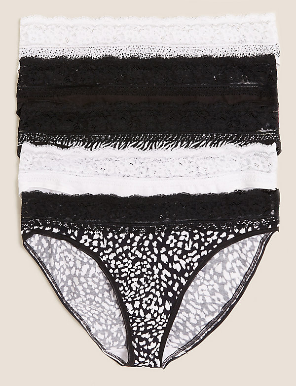 M&S SIZE 10 12 14 BLACK LACE HIGH RISE SHORTS KNICKERS PANTS LACE PANTIES BRIEFS