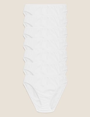 

Womens M&S Collection 7er-Pack Slips aus reiner Baumwolle mit hoch ausgeschnittenem Bein - White, White