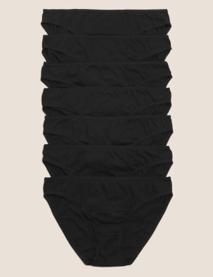 

Womens M&S Collection 7er-Pack tief sitzende Bikinislips aus reiner Baumwolle - Black, Black