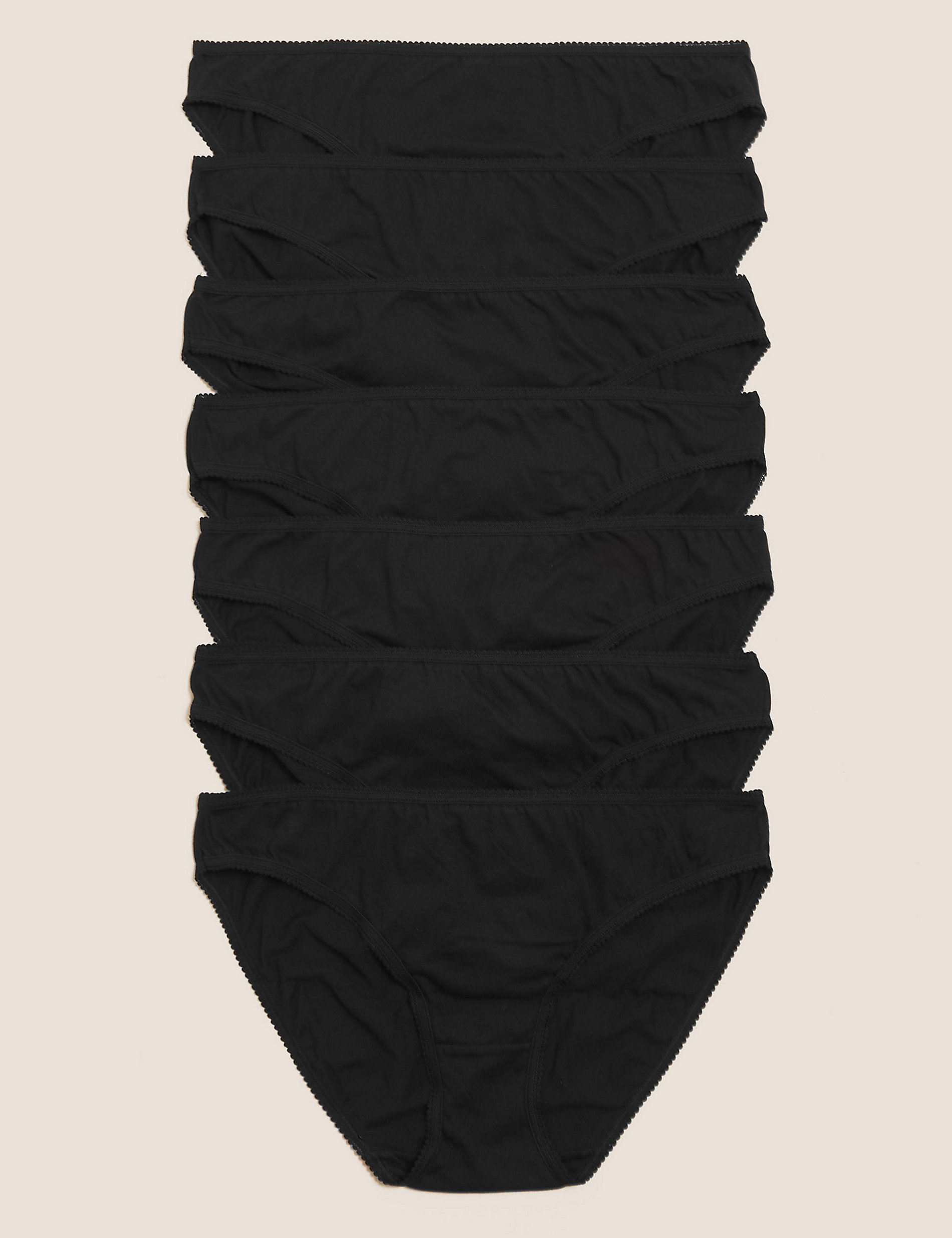Pack de 7 braguitas tipo bikini de talle bajo 100% algodón