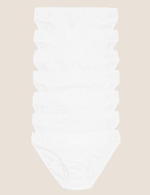 

M&S Collection Pack de 7 braguitas tipo bikini de talle bajo 100% algodónWomens - White, White