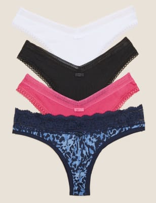 

Womens M&S Collection 4pk Cotton Rich Miami Brazilian Knickers - Navy Mix, Navy Mix