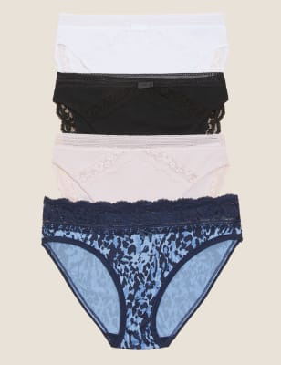 

M&S Collection Pack de 4 braguitas de algodón de corte altoWomens - Navy Mix, Navy Mix
