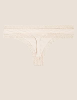 

Womens M&S Collection 5pk Microfibre & Lace Trim Thongs - Nude, Nude