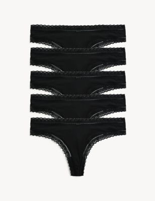 5pk Microfibre Thongs Marks & Spencer Women Clothing Underwear Briefs Thongs 