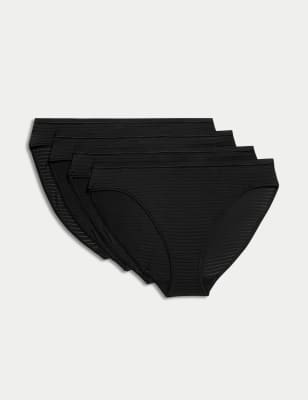 

Womens Body by M&S 4er-Pack Slips mit hoch ausgeschnittenem Bein, hohem Modalanteil und ohne sichtbare Abdrücke - Black, Black