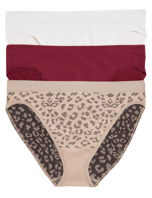 

Womens M&S Collection 3pk High Leg Seamless Knickers - Dark Raspberry, Dark Raspberry