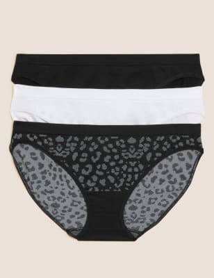 

Womens M&S Collection 3pk Seamless Bikini Knickers - Black, Black