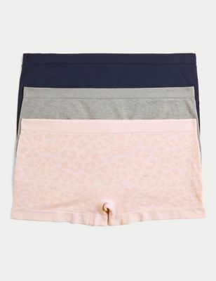 Marks And Spencer Womens M&S Collection 3pk Seamless Low Rise Knicker Shorts - Light Pink Mix