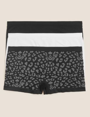 Marks And Spencer Womens M&S Collection 3pk Seamless Low Rise Knicker Shorts - Black, Black