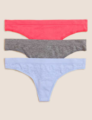 

Womens M&S Collection 3pk Seamless Thongs - Blue Mix, Blue Mix