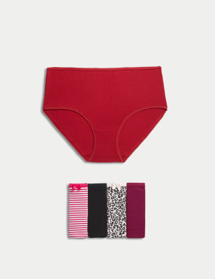 

M&S Collection Pack de 5 braguitas culotte estampadas de Lycra™ de algodón de talle altoWomens - Bright Pink Mix, Bright Pink Mix