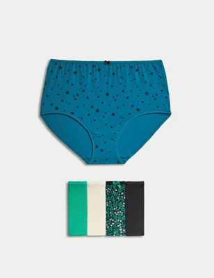 

Womens M&S Collection 5pk Cotton Lycra™ Printed Full Briefs - Turquoise Mix, Turquoise Mix