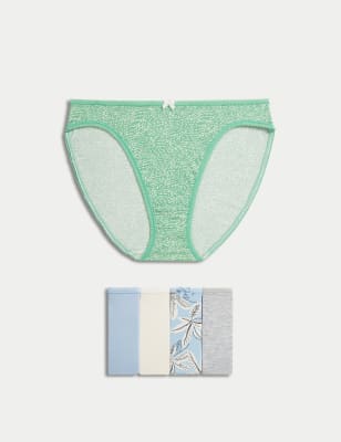 

Womens M&S Collection 5er-Pack Slips aus Baumwolle mit hoch ausgeschnittenem Bein und Lycra™ - Dusty Blue, Dusty Blue