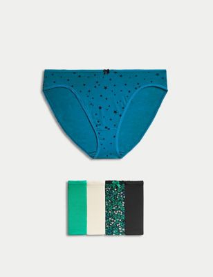 

Womens M&S Collection 5pk Cotton Lycra™ High Leg Knickers - Turquoise Mix, Turquoise Mix