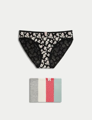 Culottes Bikini Femmes Marks & Spencer - Lot De 5 En Coton Et Lycra, Confortables Et Respirantes | Lavage Machine Et Sèche-linge