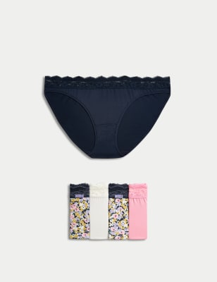 

Womens M&S Collection 5pk Assorted Bikini Knickers - Navy Mix, Navy Mix