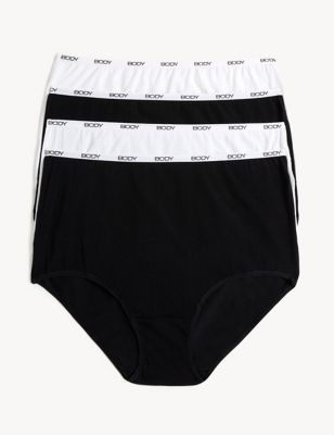 Marks And Spencer Womens Body 4pk Supima Cotton Rich Full Briefs - Black Mix, Black Mix