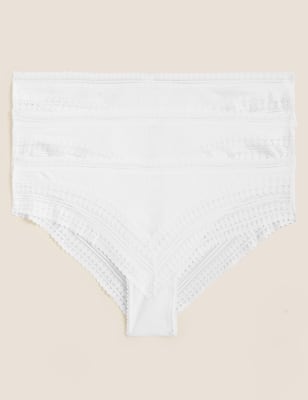 

Womens 3pk Anise Lace Brazilian Knickers - White, White