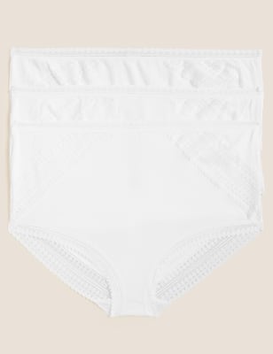 

Womens M&S Collection 3pk Anise Lace Full Briefs - White, White