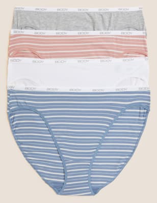 

Womens Body 4er-Pack Slips mit hohem Supima-Baumwollanteil und hoch ausgeschnittenem Bein - Blue Mix, Blue Mix