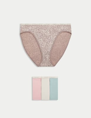 4pk Cotton Rich High Leg Knickers