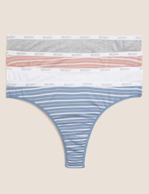 

Womens Body 4pk Supima Cotton Rich Thongs - Blue Mix, Blue Mix