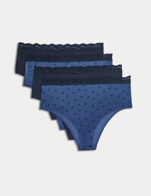 4pk Heart Print Brazilian Knickers