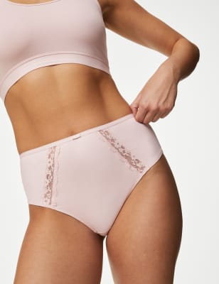 4pk Cotton Rich High Waisted Knickers
