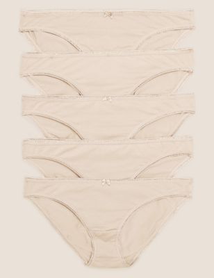 

Womens M&S Collection 5pk Cotton Rich Low Rise Bikini Knickers - Opaline, Opaline