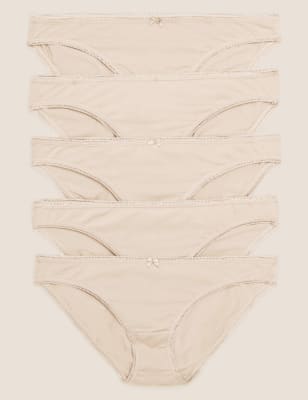 

Womens M&S Collection 5pk Cotton Rich Low Rise Bikini Knickers - Opaline, Opaline