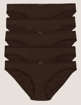 

Womens M&S Collection Pack de 5 braguitas tipo bikini de talle bajo de algodón - Rich Quartz, Rich Quartz