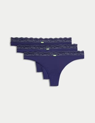 3pk Body Soft™ Lace Thongs, Body by M&S