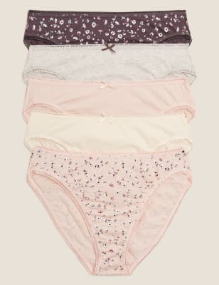 

Womens M&S Collection 5pk Cotton Lycra® Daisy Print High Leg Knickers - Pink Mix, Pink Mix