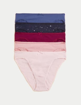 5pk Cotton Lycra® High Leg Knickers