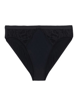 

Womens M&S Collection Wild Blooms High Leg Knickers - Black, Black