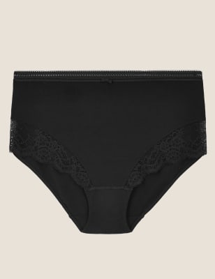 Culotte embo&icirc;tante taille haute, en coton et dentelle