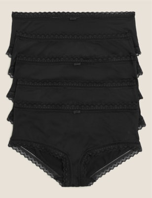  Lot de 5 shortys en microfibre et dentelle - Black