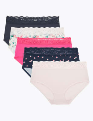 5pk Cotton Lycra® Midi Knickers