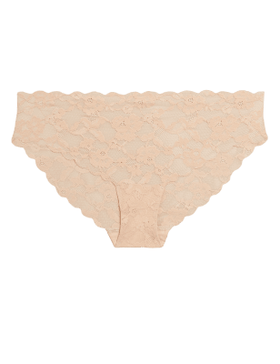 

Womens M&S Collection No VPL Free Cut Lace Brazilian Knickers - Soft Opaline, Soft Opaline