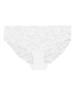 

Womens M&S Collection No VPL Free Cut Lace Brazilian Knickers - White, White