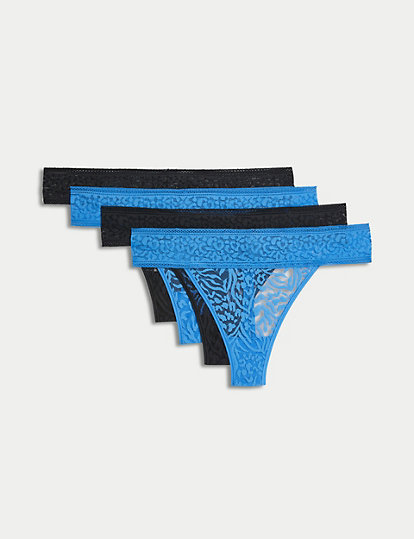 4pk All Over Lace Thongs
