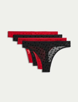 

Womens M&S Collection 4pk Printed Thongs - Red Mix, Red Mix