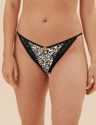  Tanga Miami en coton et dentelle - Black Mix