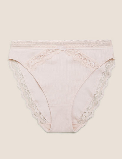 Cotton Mix Lace High Legs Knickers